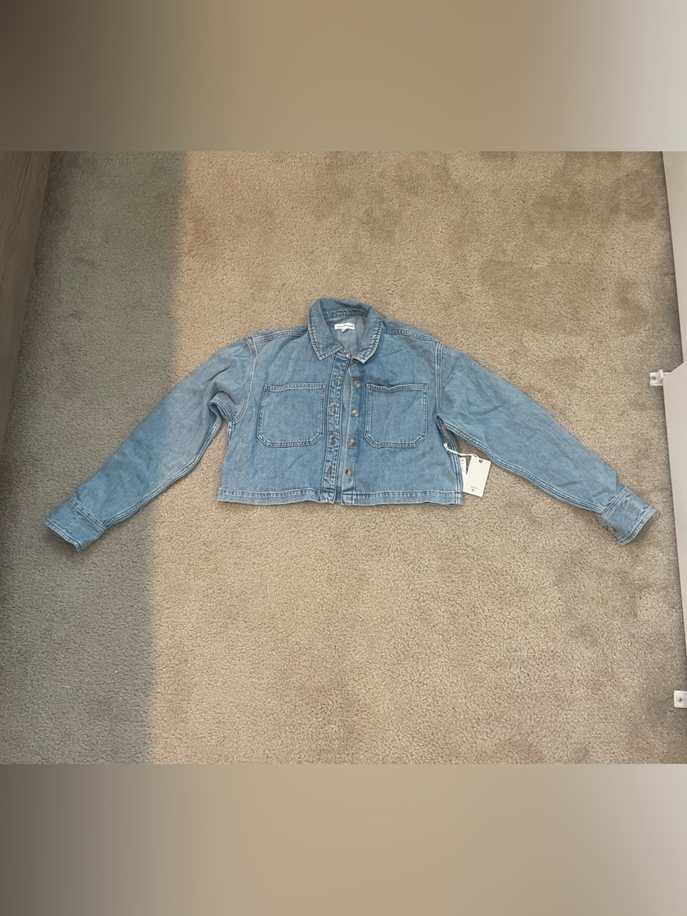 Good American Light Blue Cropped Denim Jacket